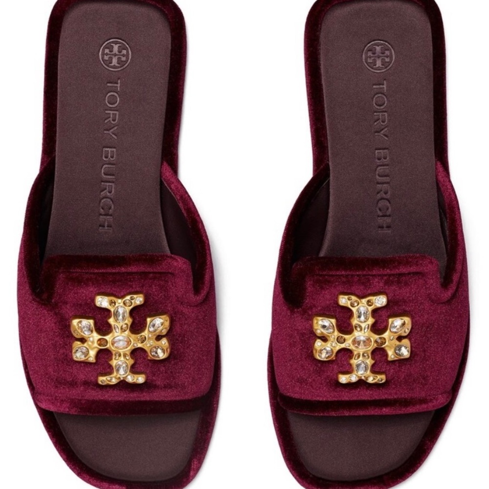 NWT Tory Burch Embellished Logo Velvet Scandals, Be summer ready with this. - Picture 6 of 15